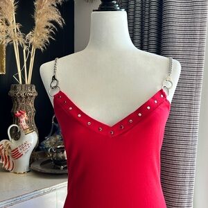 Switchblade Stiletto Skater dress with rocker stud v-neck and handcuff straps